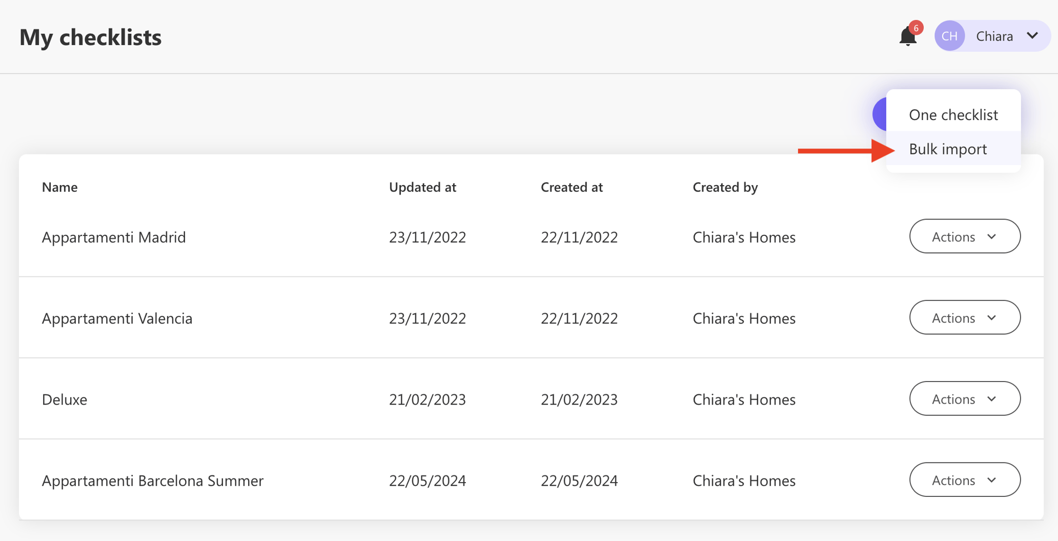 Checklist Uploading Create Checklists